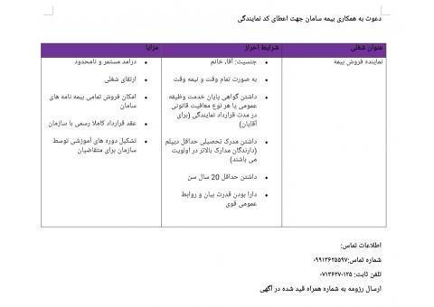 دعوت به همکاری بیمه سامان جهت اعطای کدنمایندگی