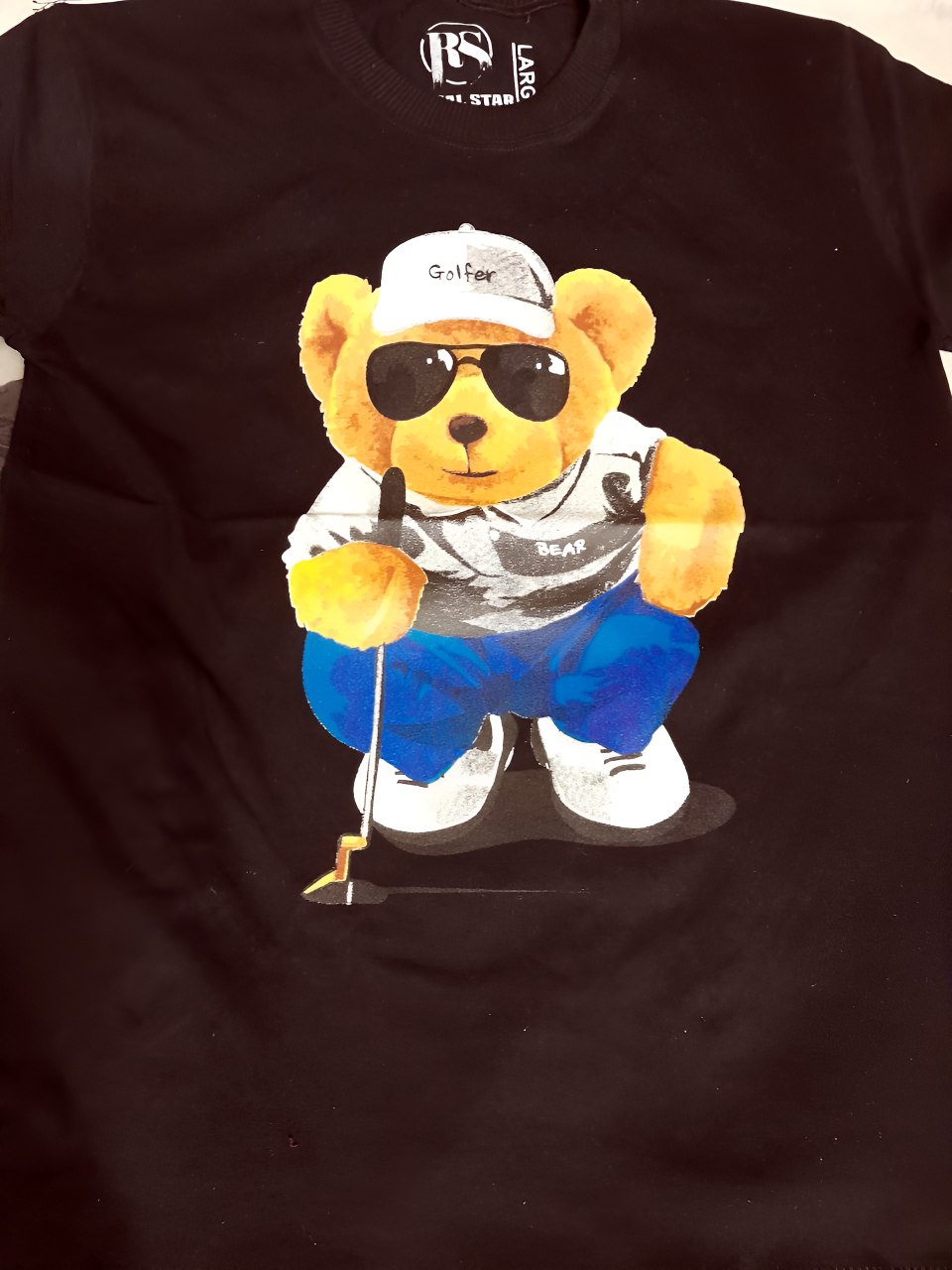 تی شرت مردانه آستین کوتاه دور کش شلوغ ساده چاپی