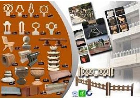 نرده بتنی خودرنگ/  نرده آهنی / گلدان بتنی